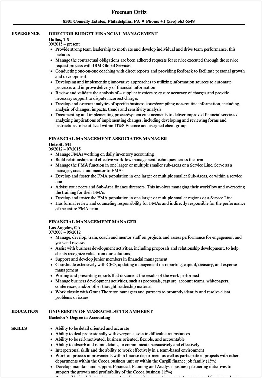 Skills To Put On Finance Student Resume