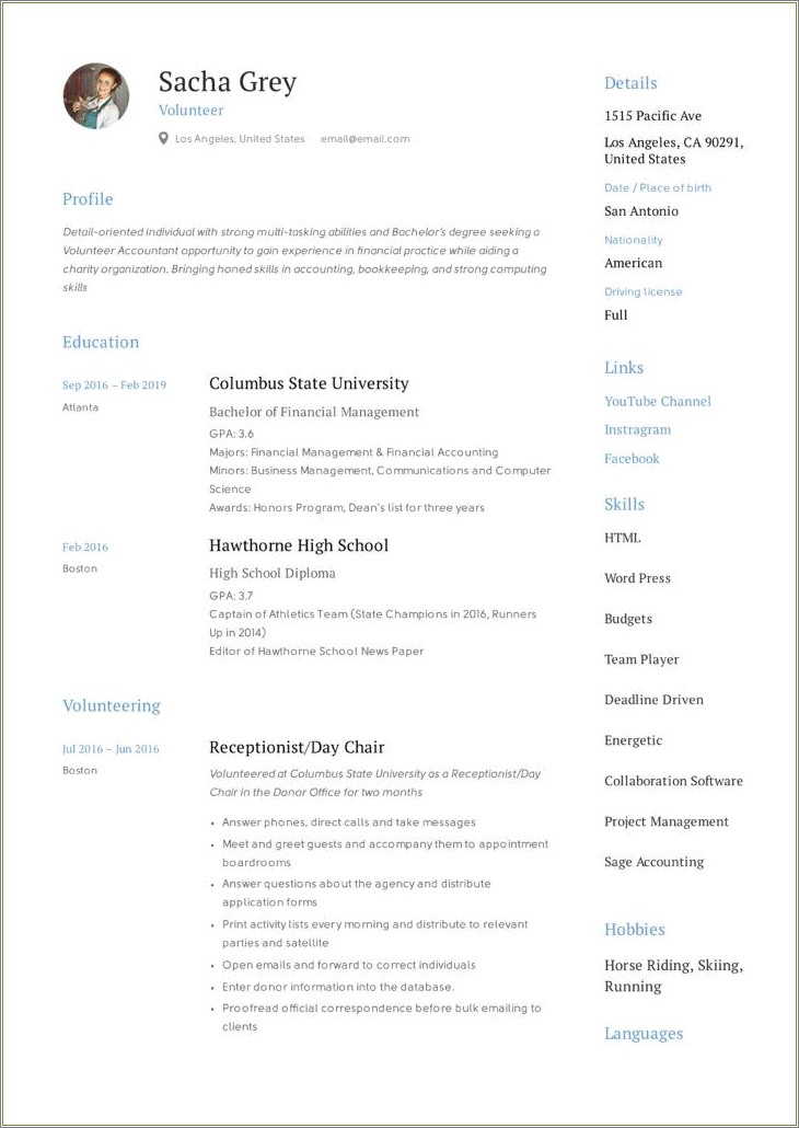 Skills To Put On Hospital Volunteer Resume