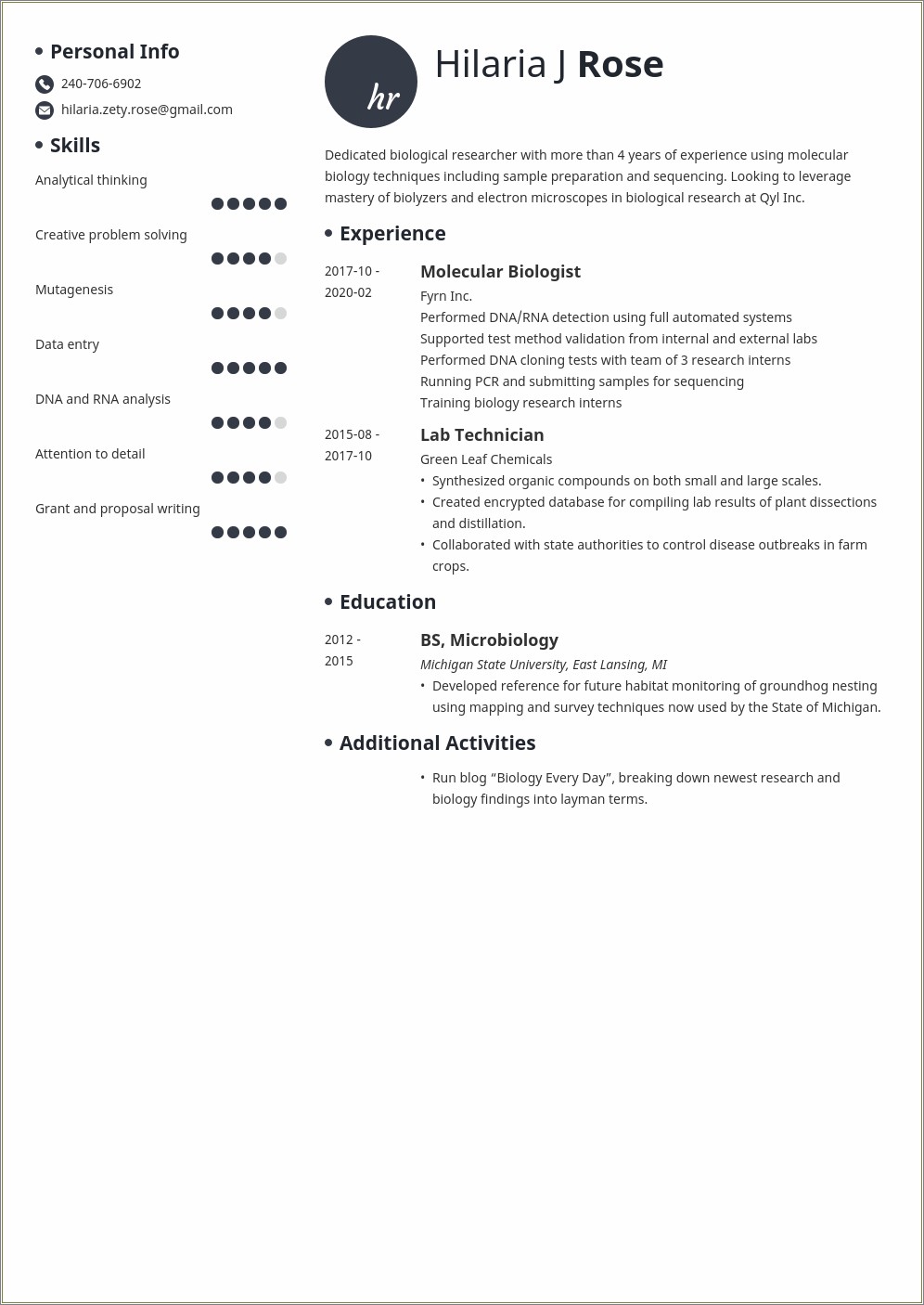 Skills To Put On Microbiology Resume