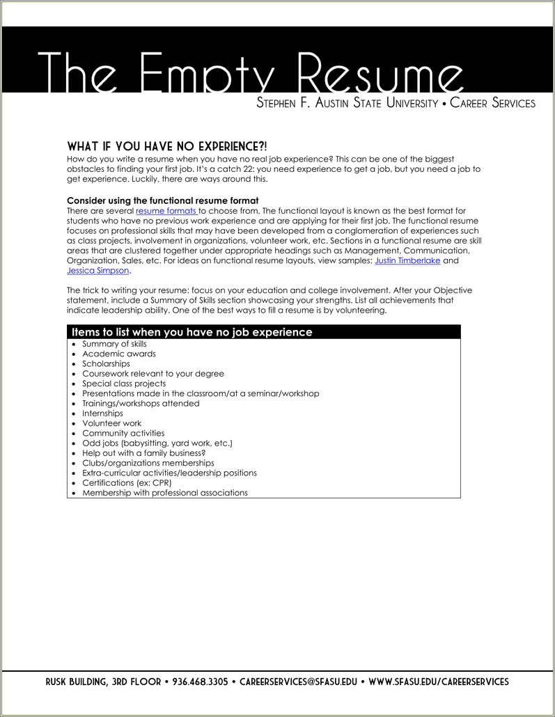 Skills To Put On No Work Experience Resume