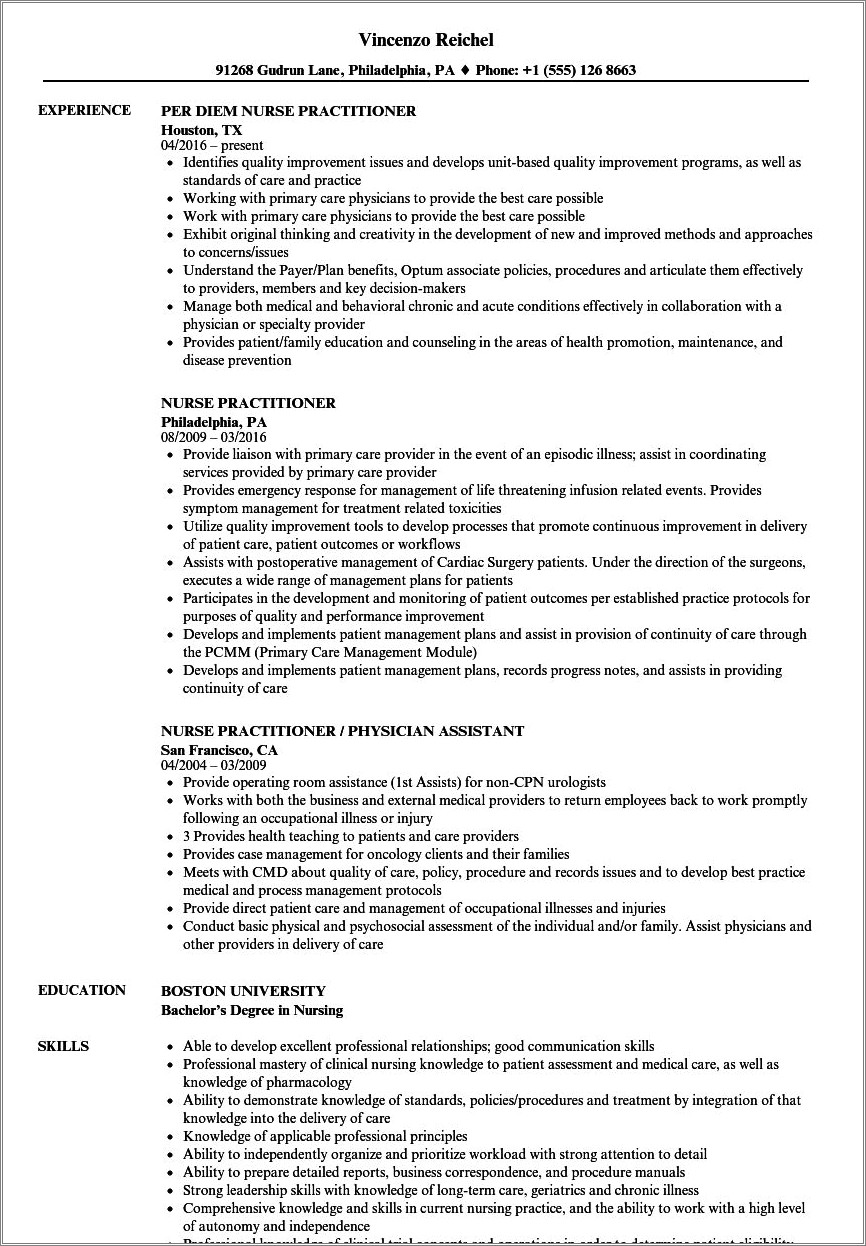 Skills To Put On Nurse Practitioner Resume