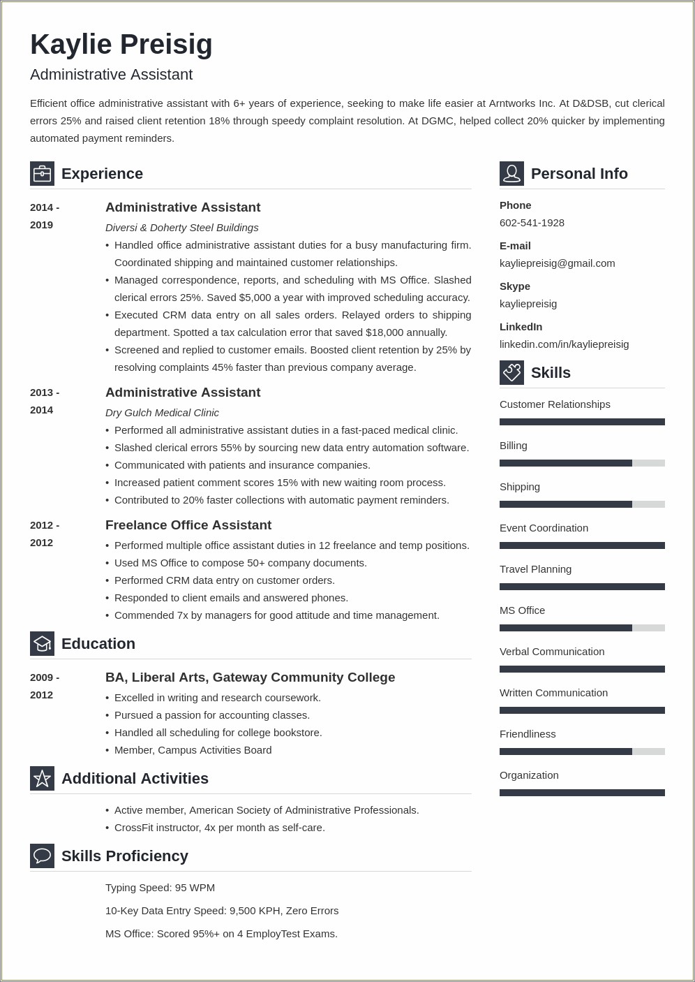 Skills To Put On Resume For Administrative Assistant