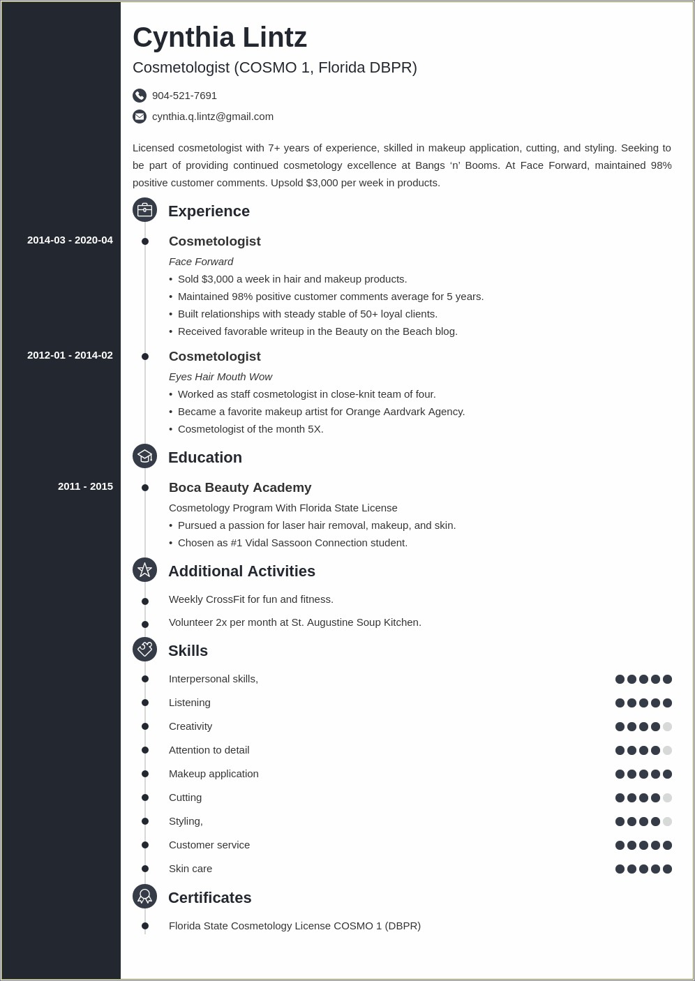 Skills To Put On Resume For Cosmetologist