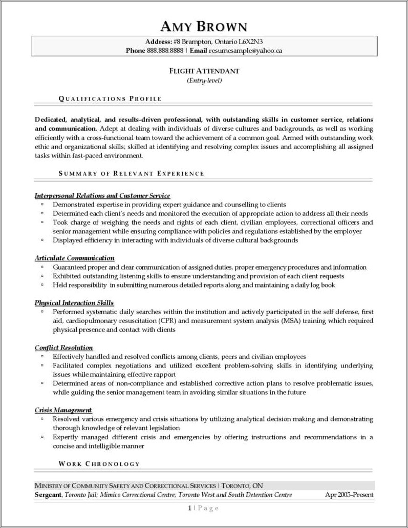 Skills To Put On Resume For Flight Attendant