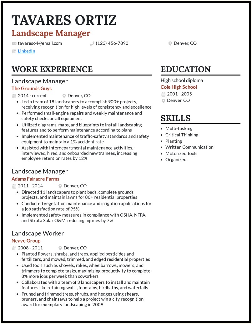 Skills To Put On Resume For Landscaping