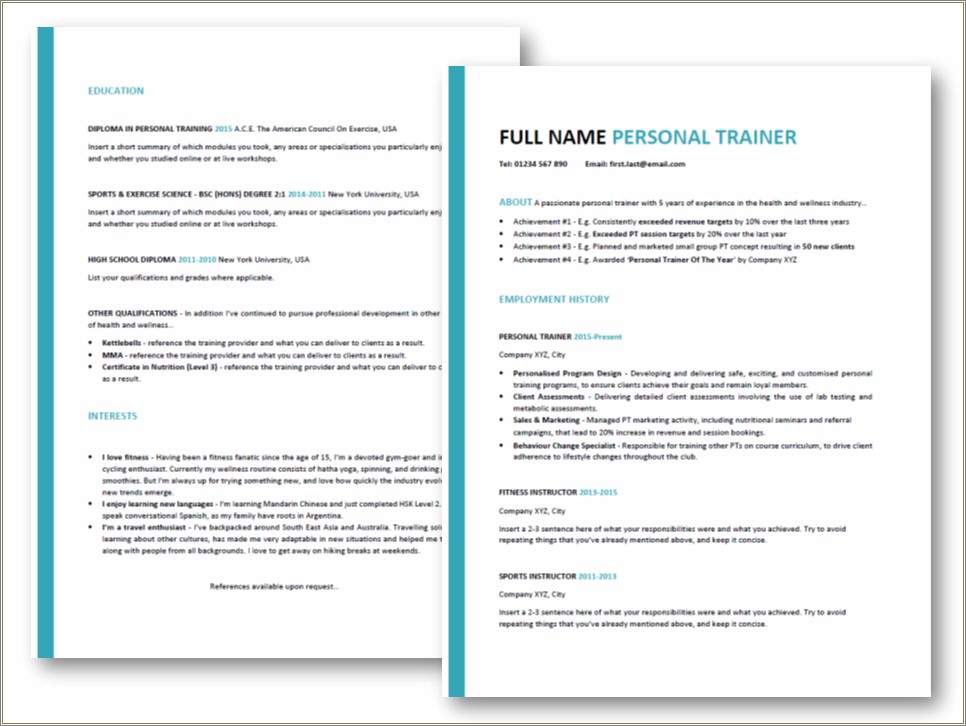 Skills To Put On Resume For Personal Trainer