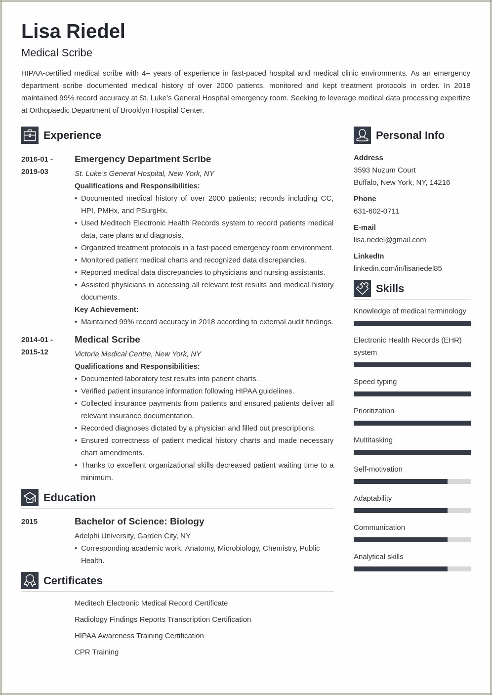 Skills To Put On Resume For Scribe