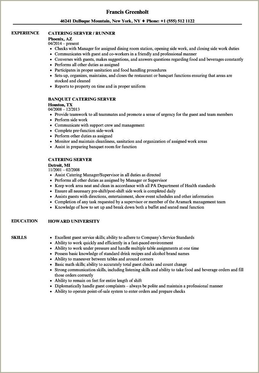 Skills To Put On Resume For Server