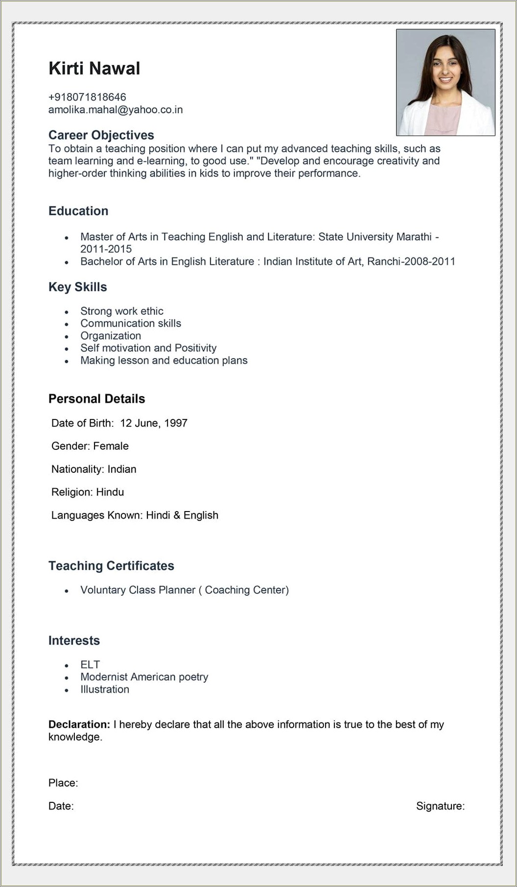 Skills To Put On Resume For Teaching Job