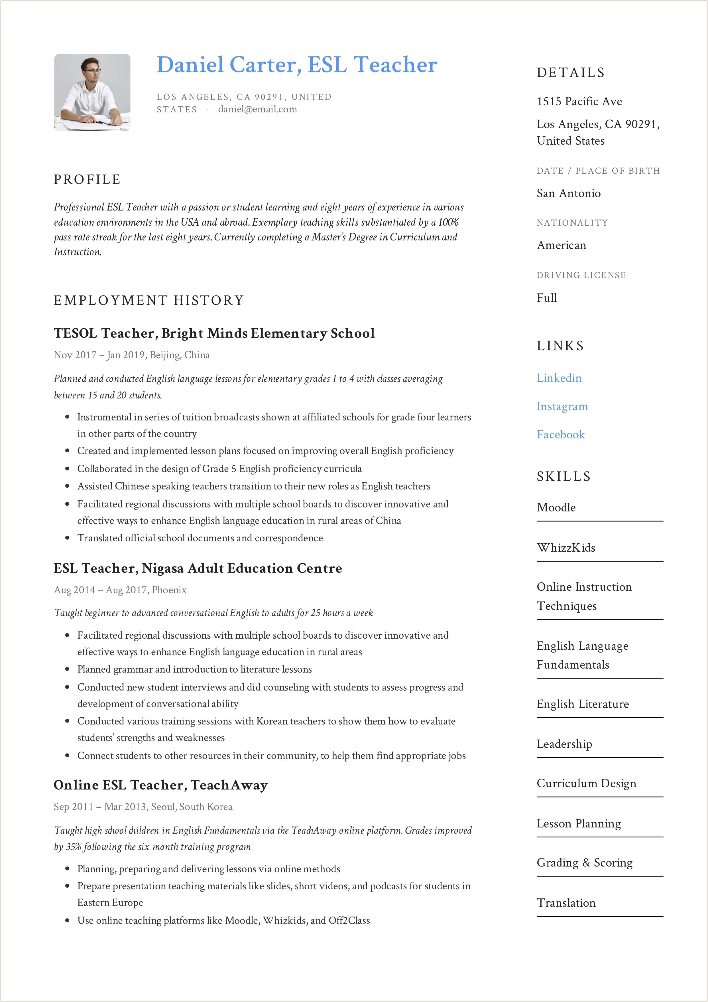 Skills To Put On Resume For Teaching Position