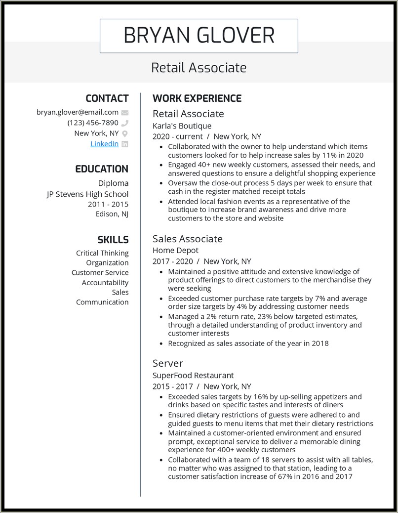 Skills To Put On Resume Retail