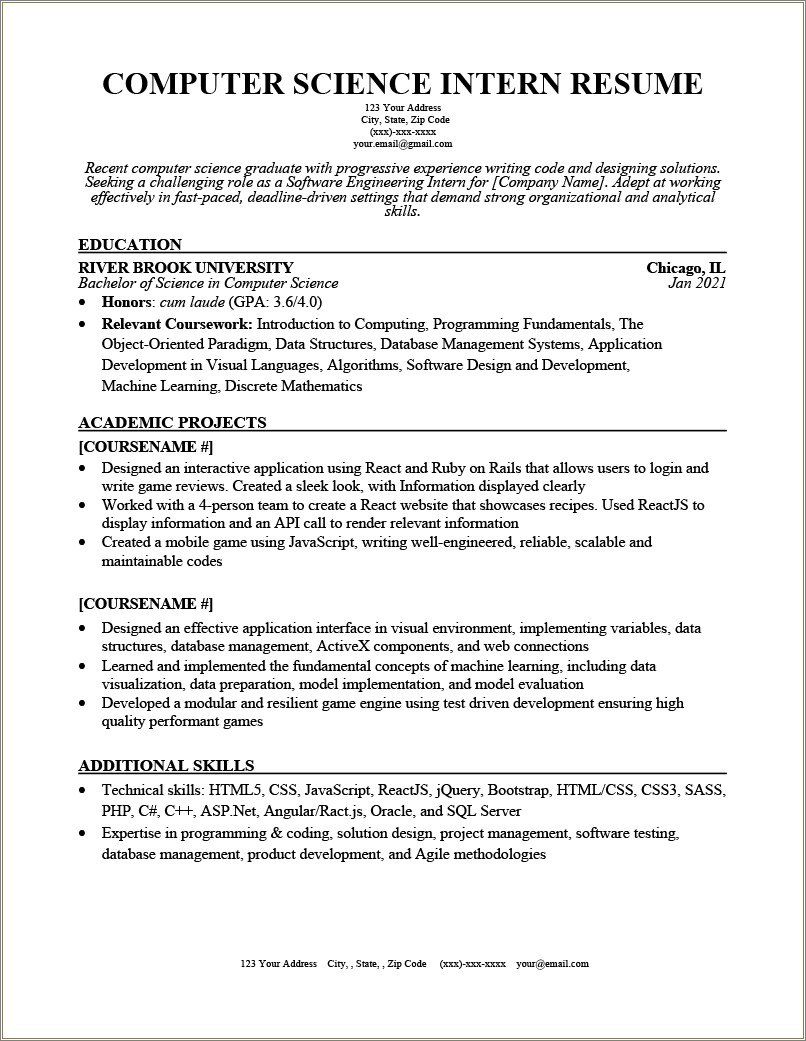 Skills To Use On Resume Undergrad