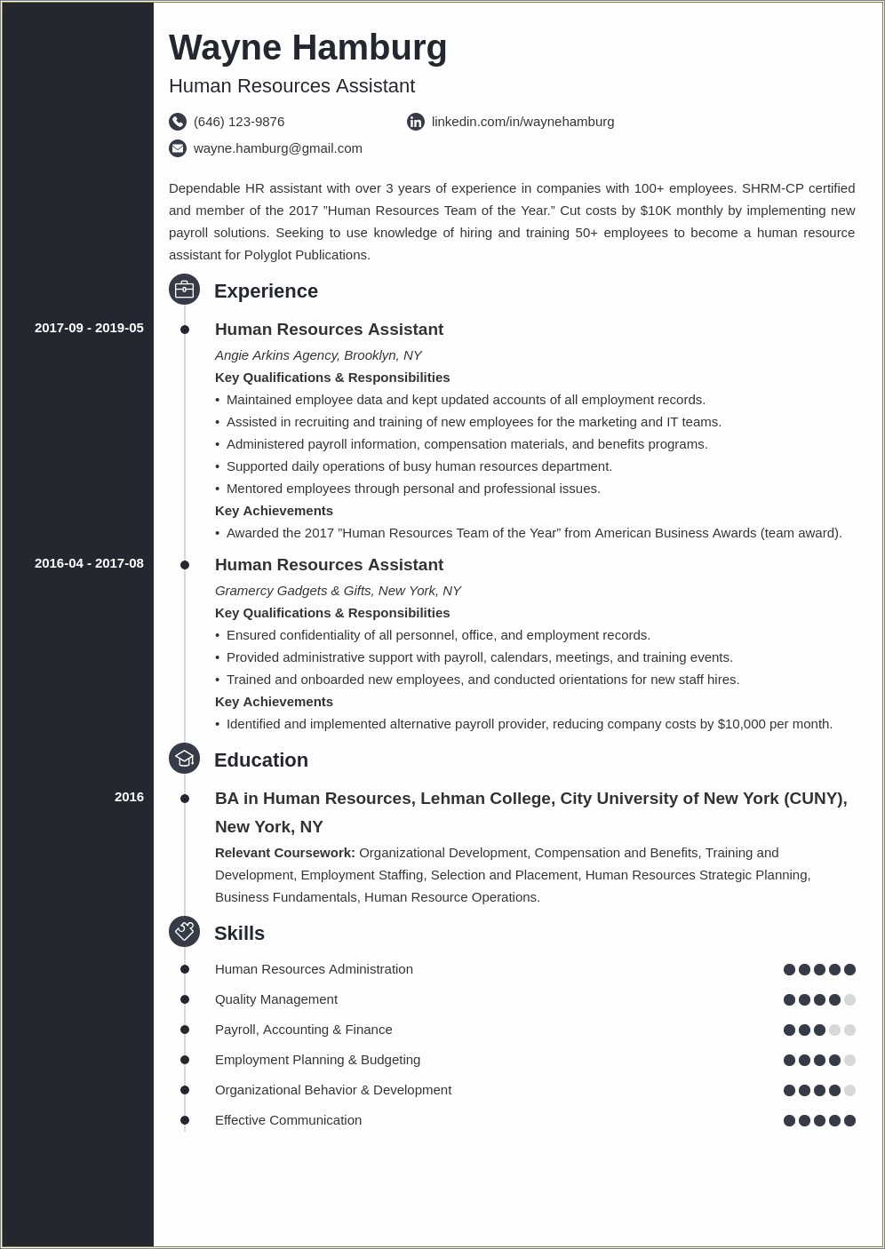 Skills To Write In Resume For Hr