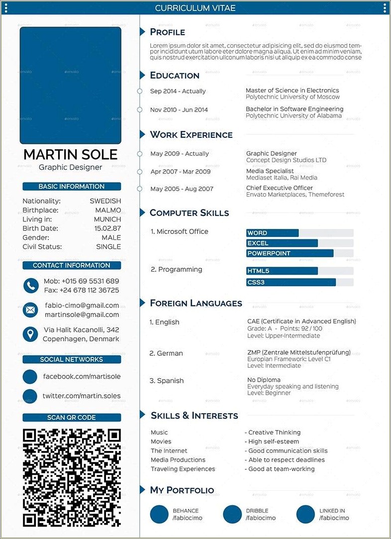 Smart Cv Resume Theme Free Download