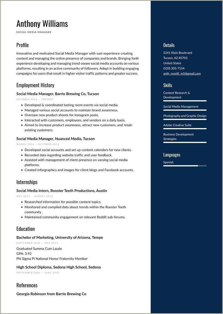 Social Media And Digital Marketer Resume Objective