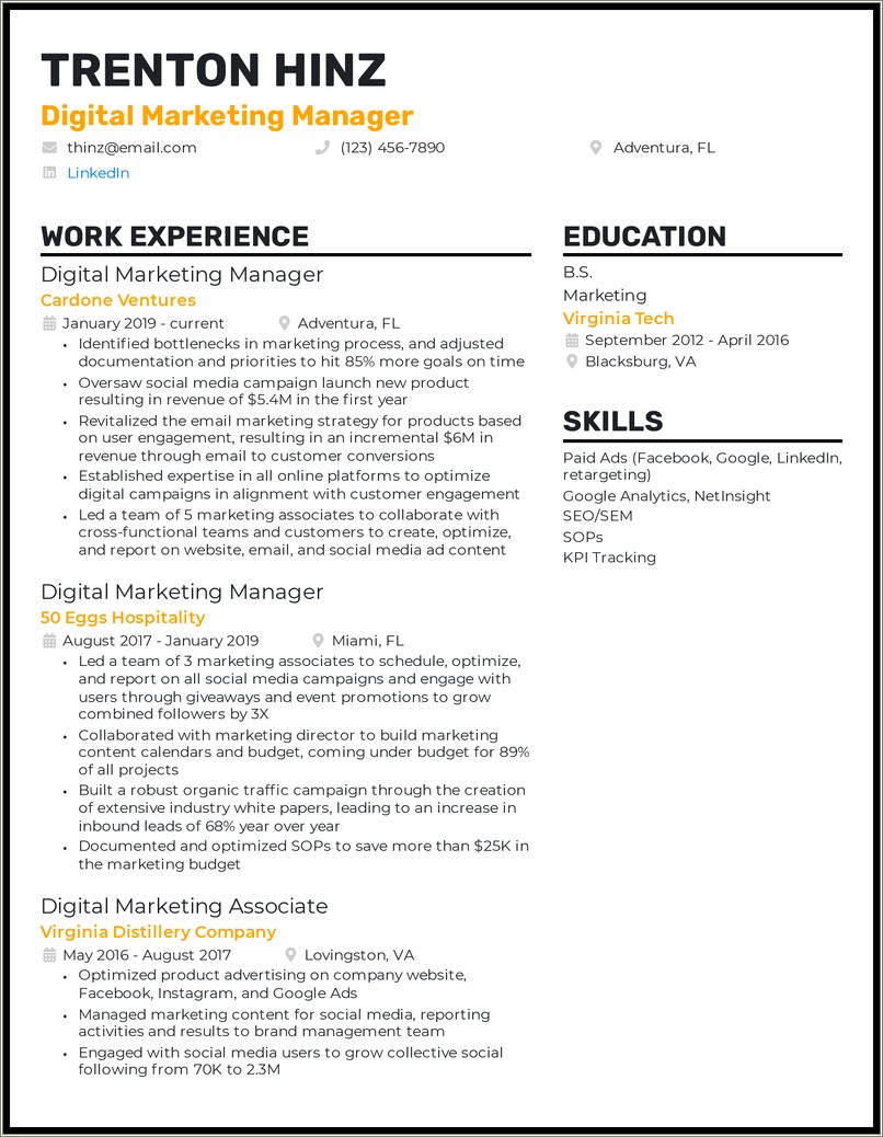 Social Media Manager Core Competencies Resume Examples