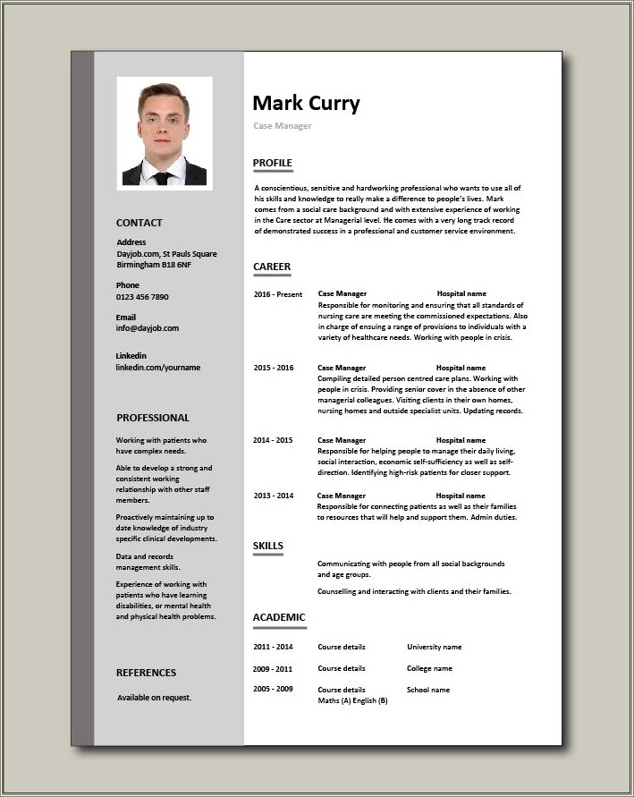 Social Services Case Manager Sample Resume