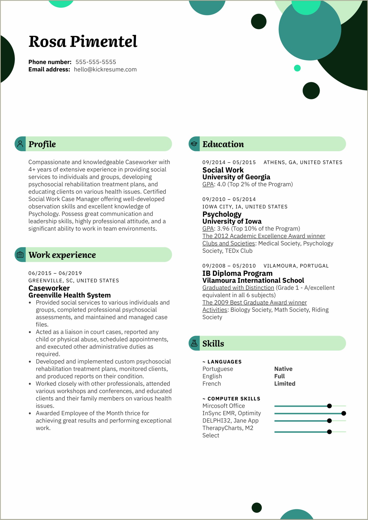 Social Work Case Manager Resume Samples