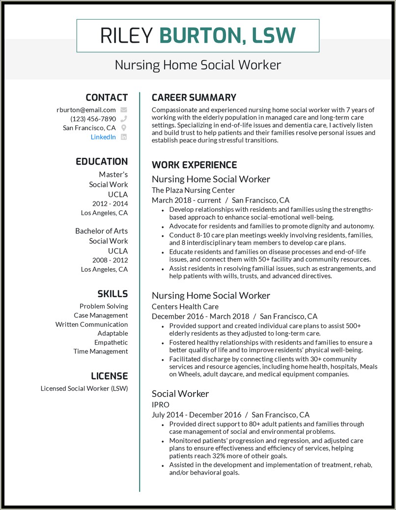 Social Work License Number In Resume