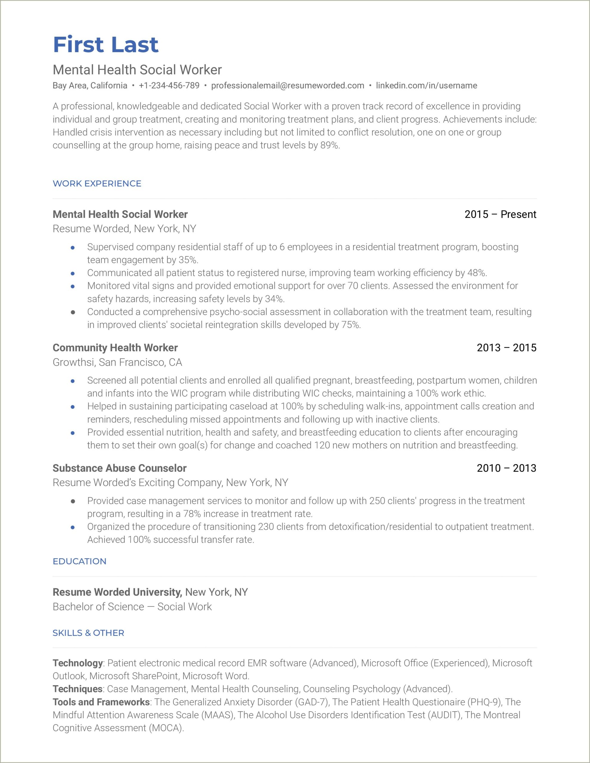 Social Worker Resume Template Microsoft Word