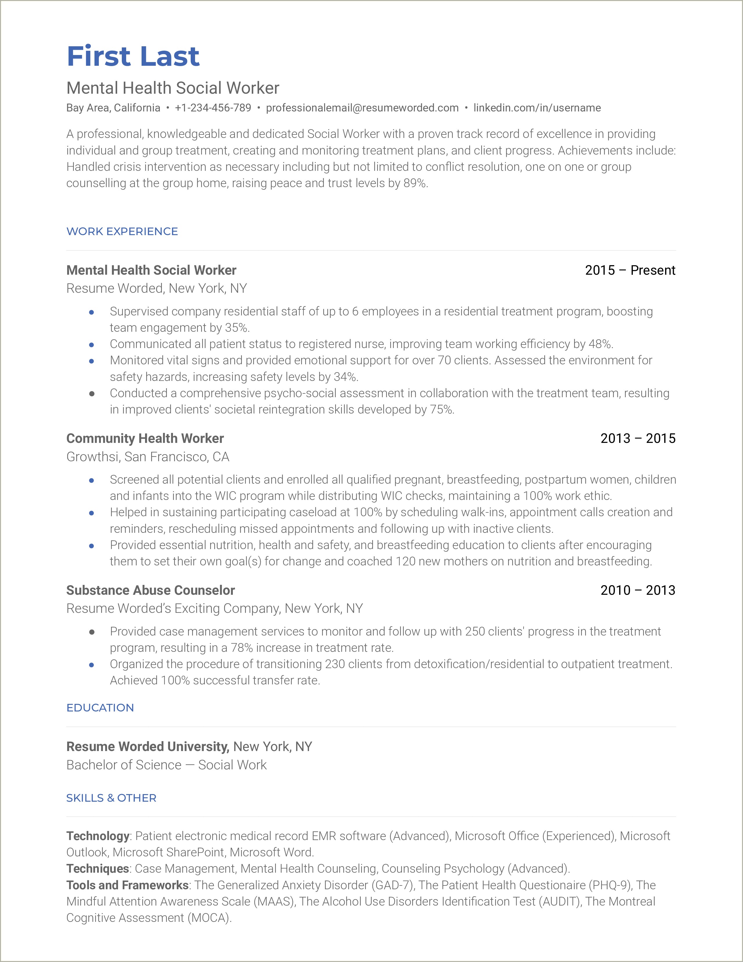 Social Worker Resume Template Microsoft Word