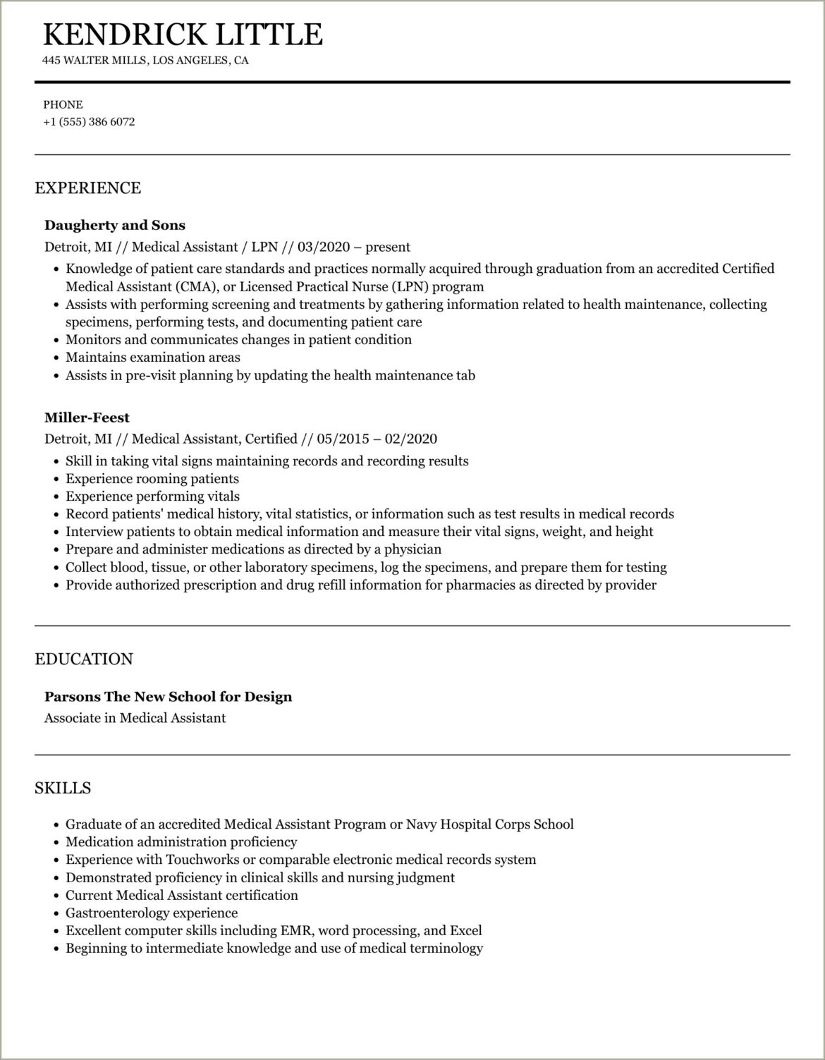 Soft Skills For Medical Assistant Resume