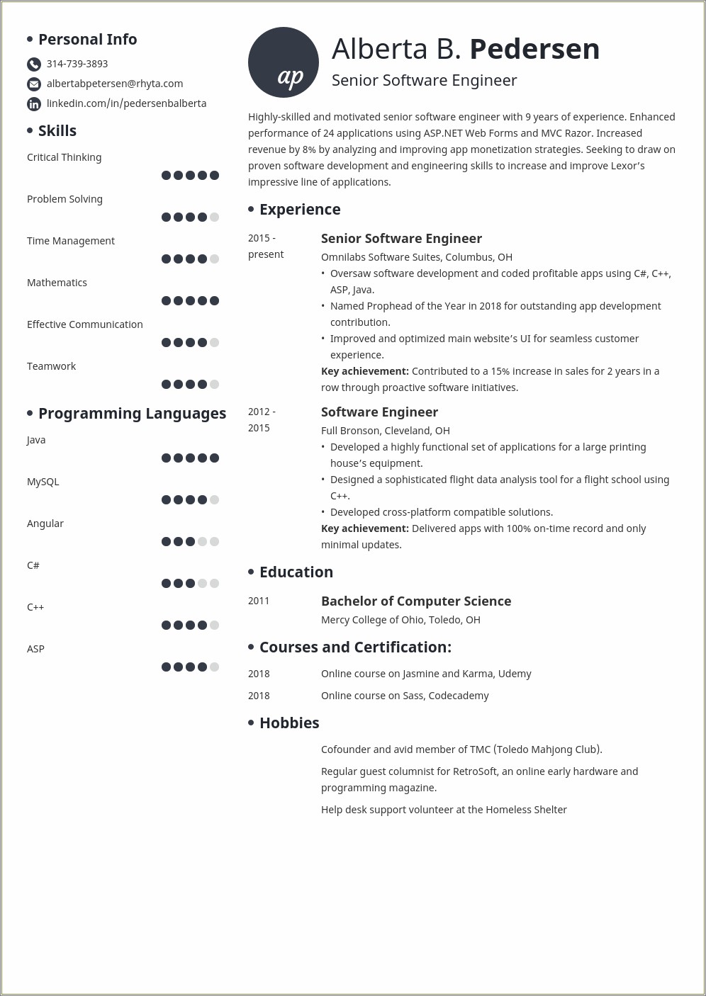 Software Developer Action Words For Resume