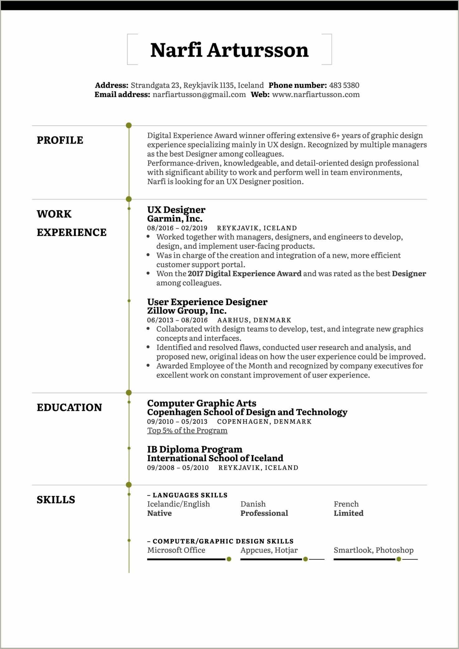 Software Developer Experience For Ux Design Resume