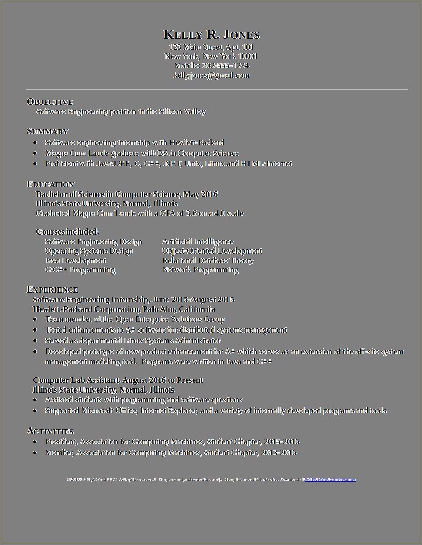 Software Developer Resume Format Free Download