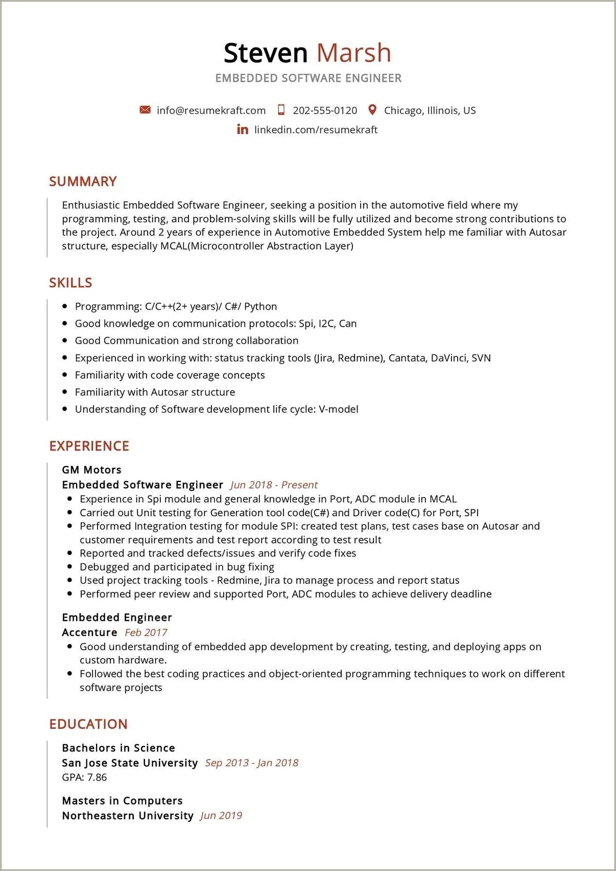 Software Engineer 2 Year Experience Resume