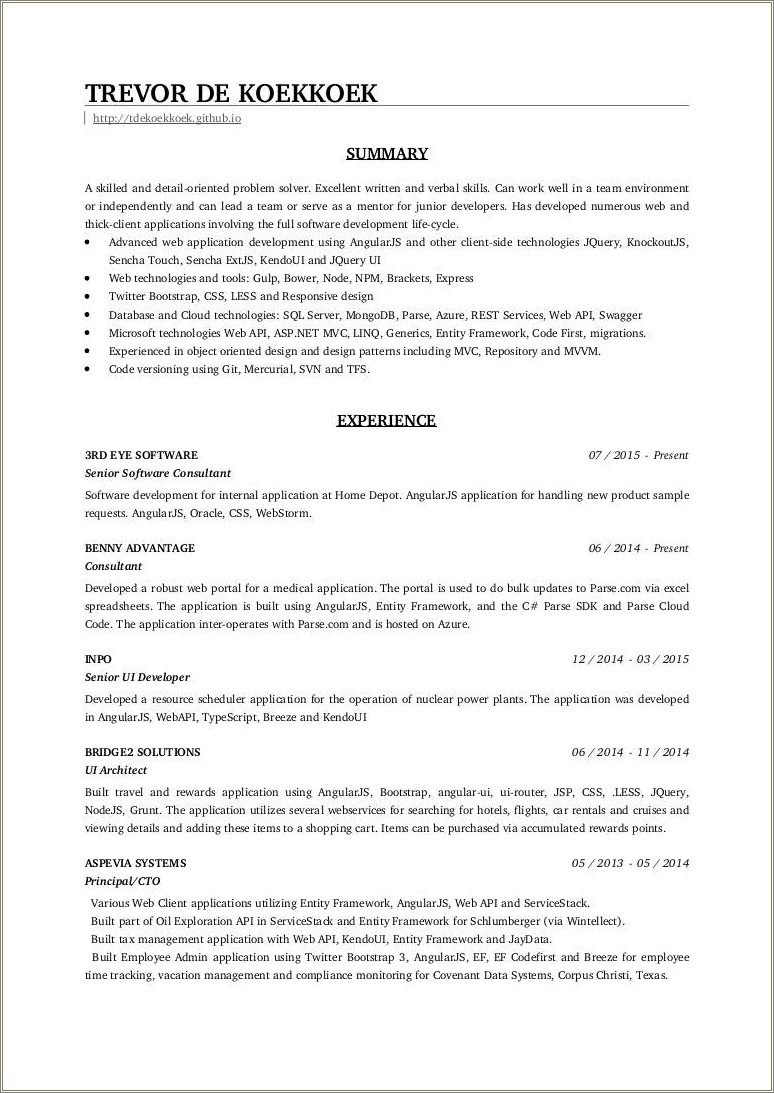 Software Engineer Home Depot Resume Sample