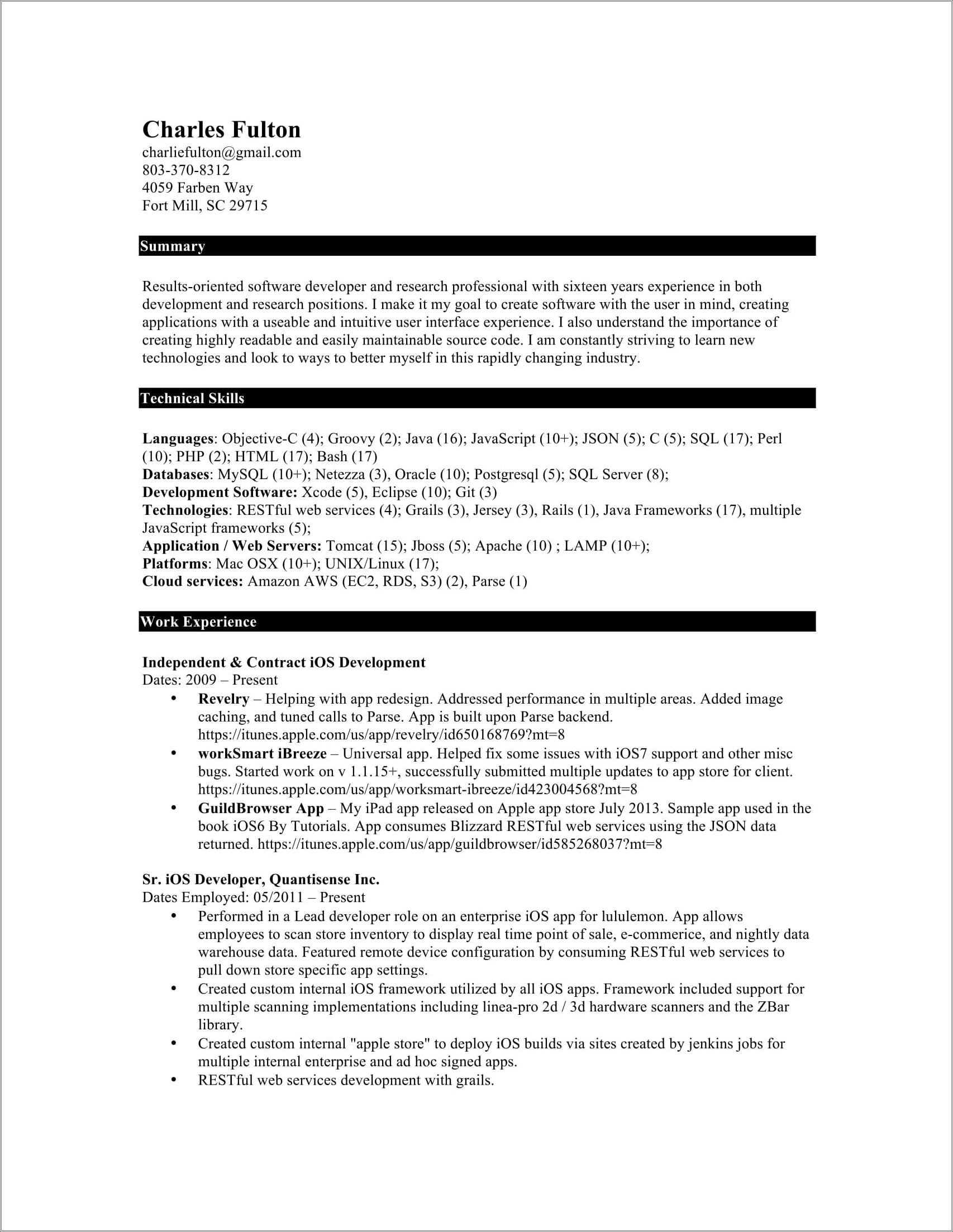 Software Engineer Resume 3 Years Experience