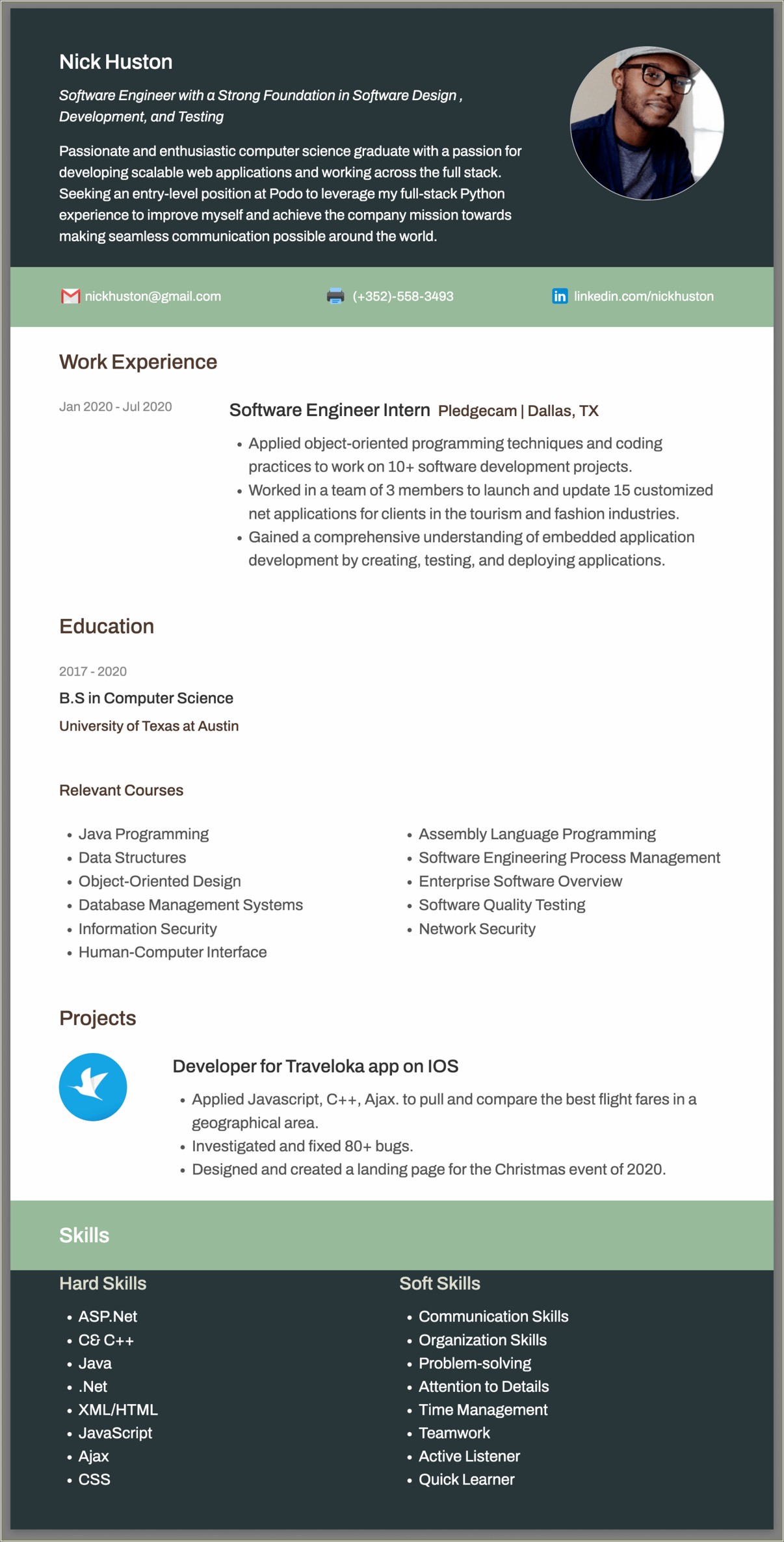 Software Engineer Resume Example Monster Entry Level