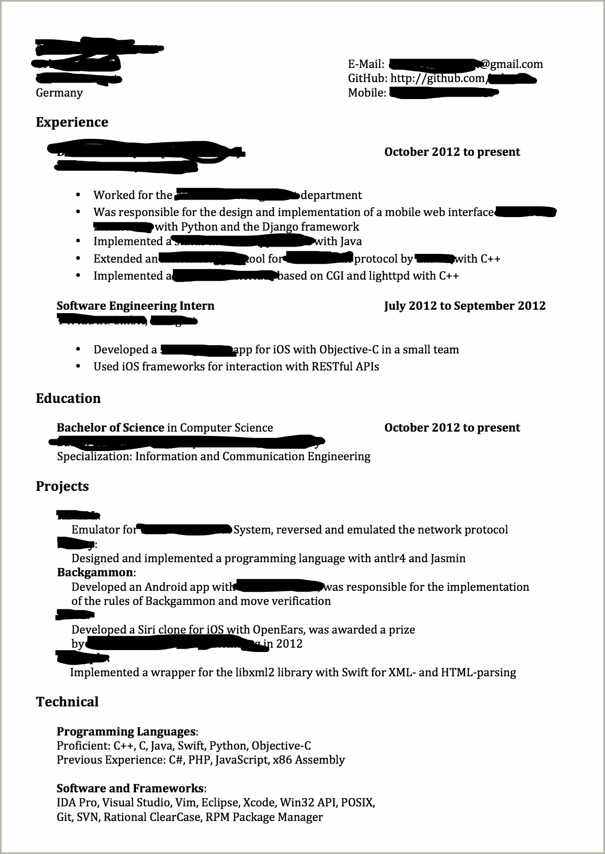 Software Engineer Resume Template Simple Reddit Microsoft Word