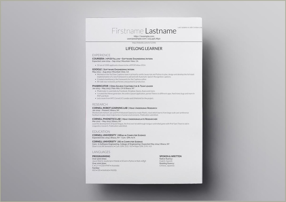 Software Engineer Resume Template Simple Reddit Word