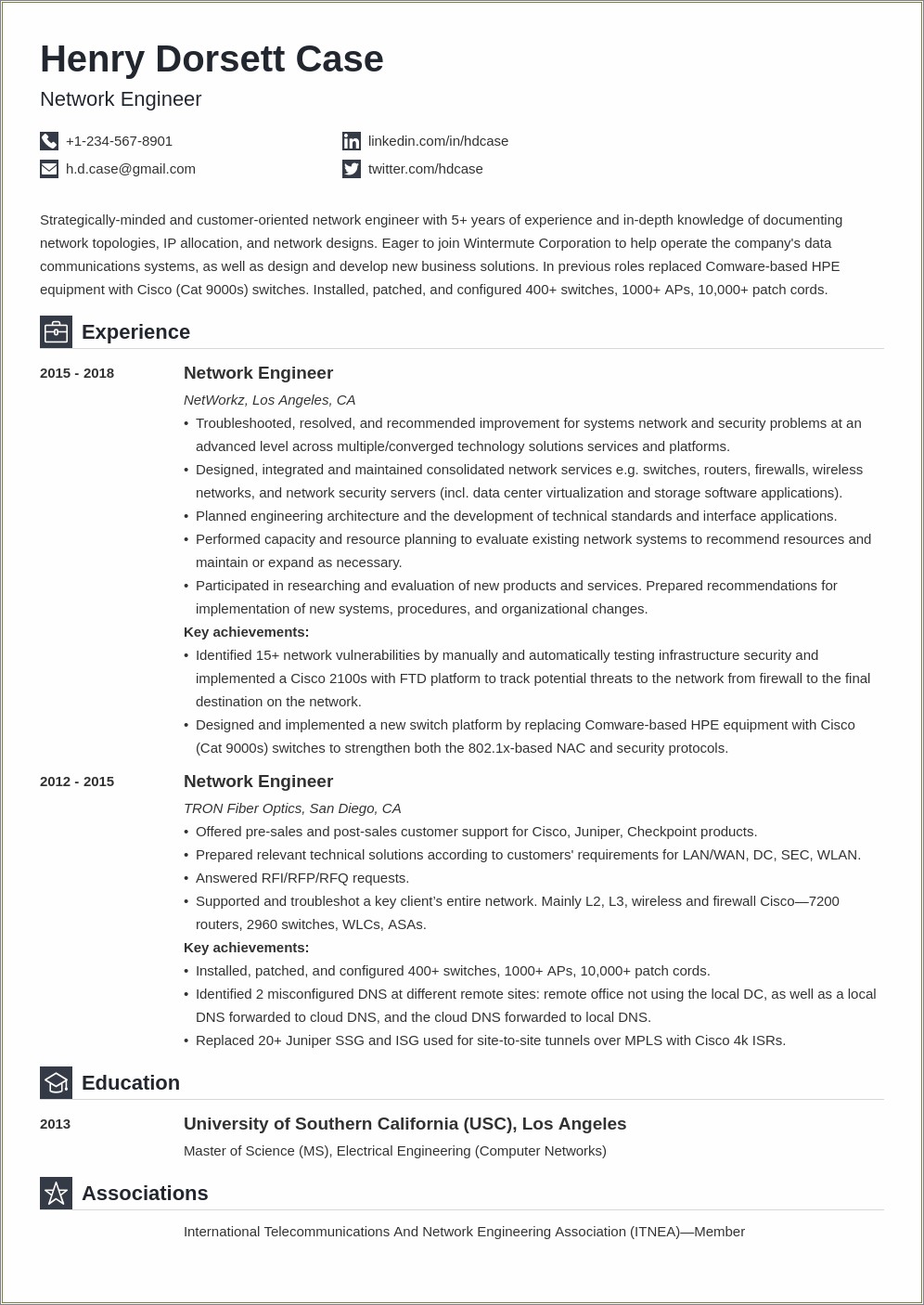 Software Engineer With Networking Experience Resume