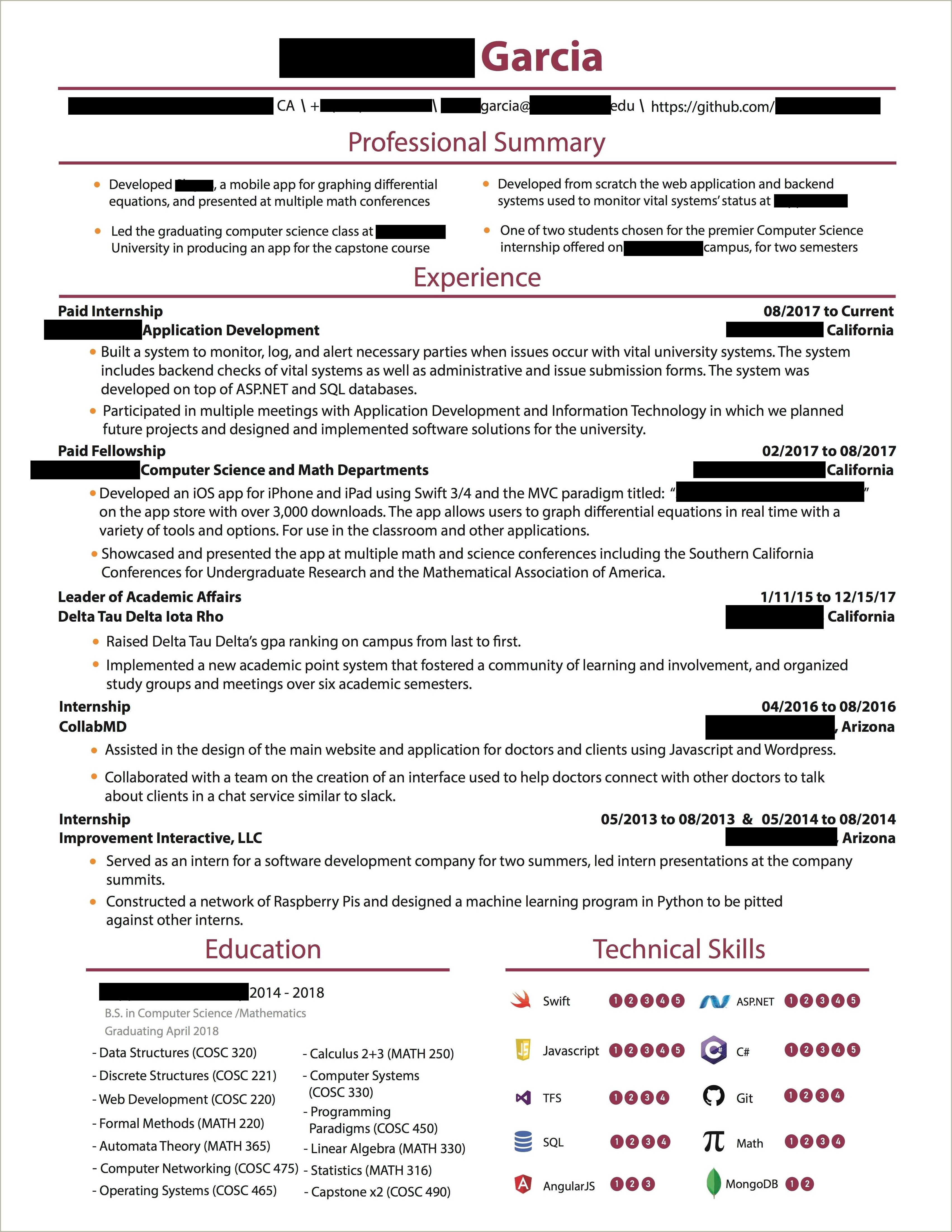 Software Engineering Resume Template Example Reddit