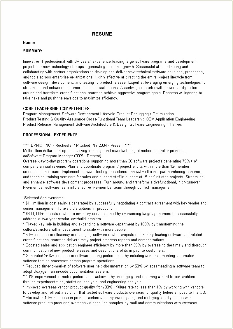 Software Project Manager Resume Samples Jobherojobhero