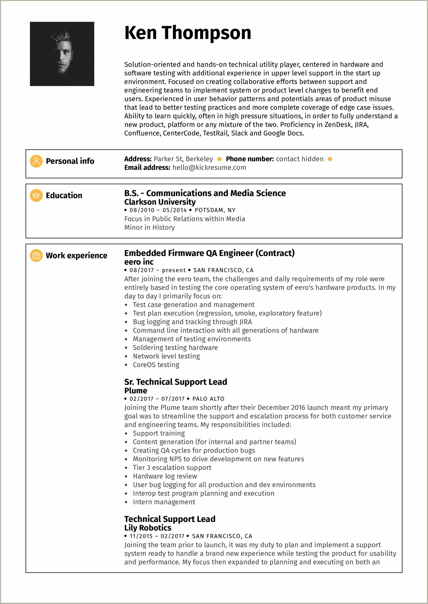 Software Quality Assurance Tester Sample Resume