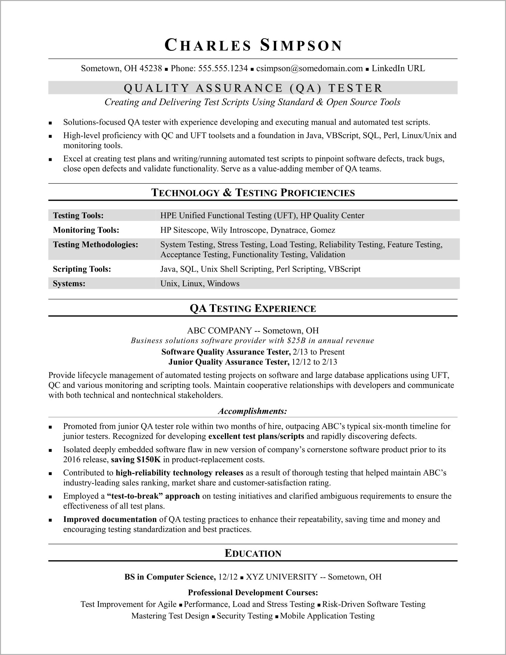 Software Testing Resume Samples For 6 Years Experience