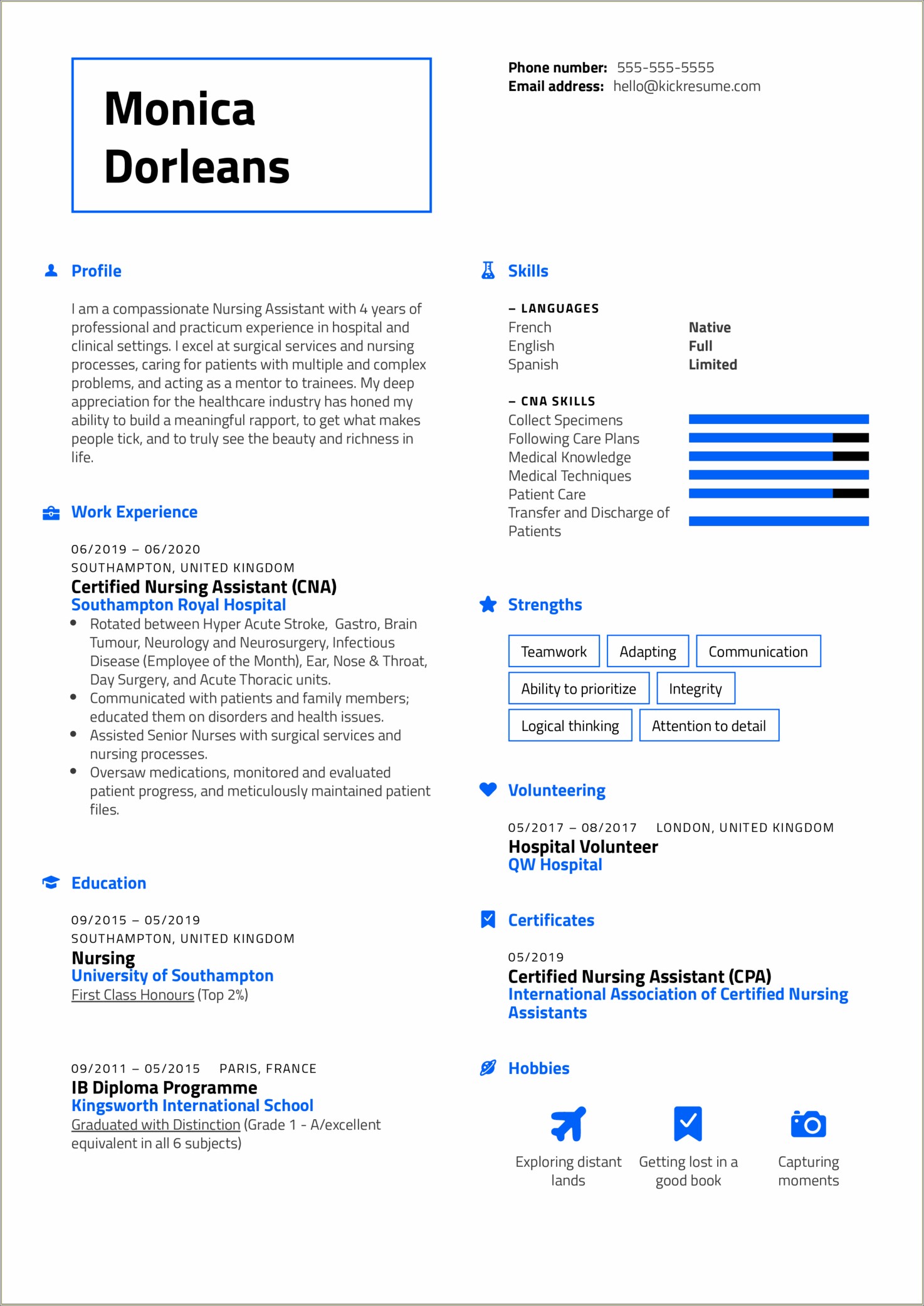 Sophomore Nursing Students Clinical Skills For A Resume