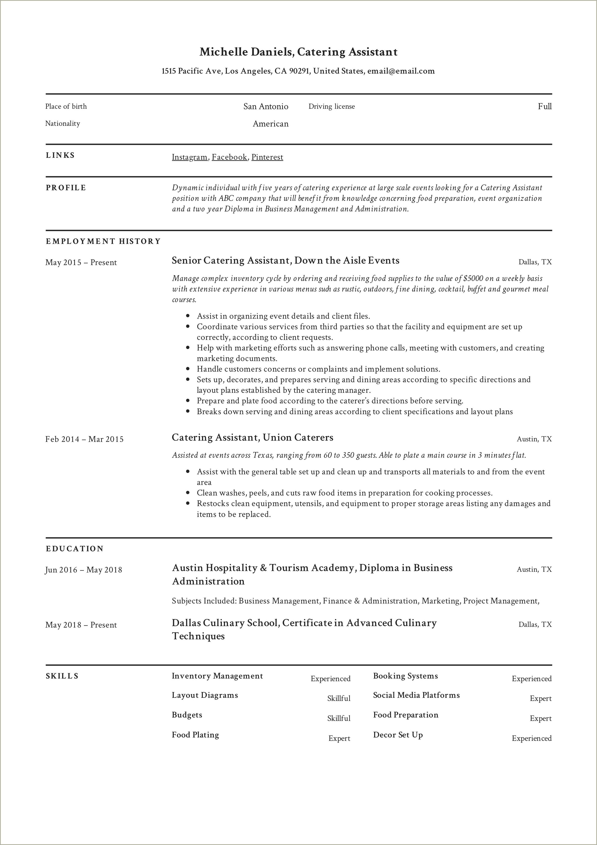 Soup Kitchen Volunteer Experience Resume Sample