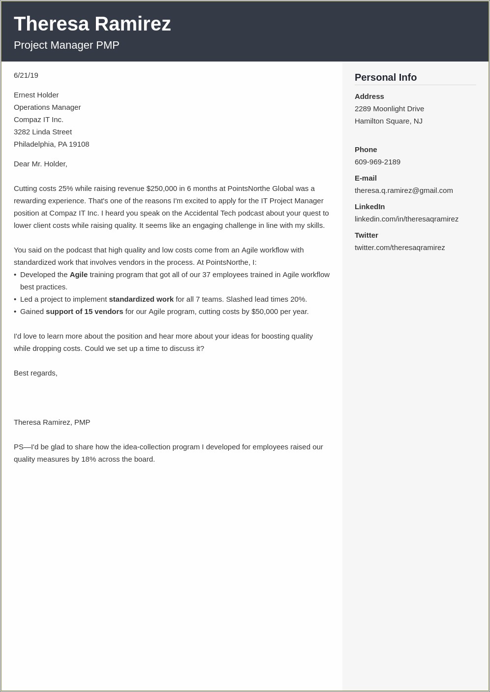 Spacing In A Resume Cover Letter