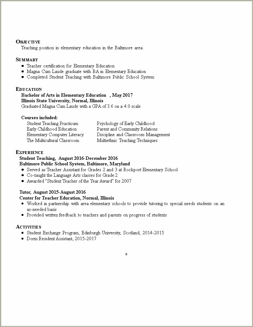 Special Education Teacher Resume Examples 2014