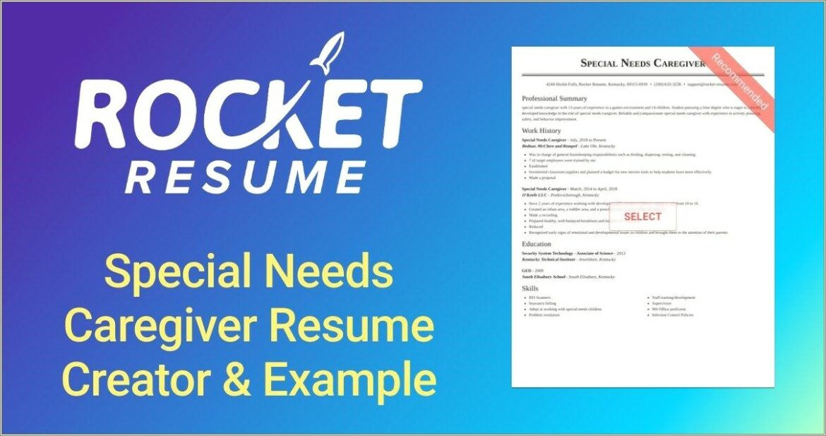 Special Needs Caregiver Resume Job Description