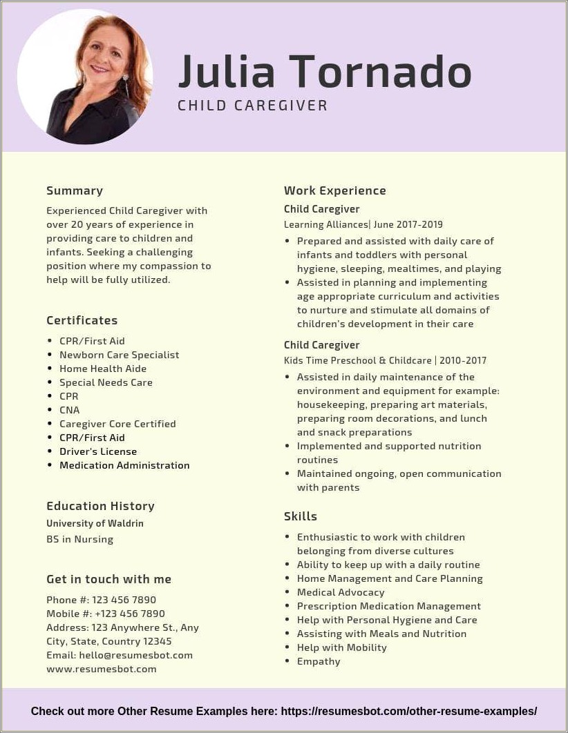 Special Needs Child Care Worker Resume