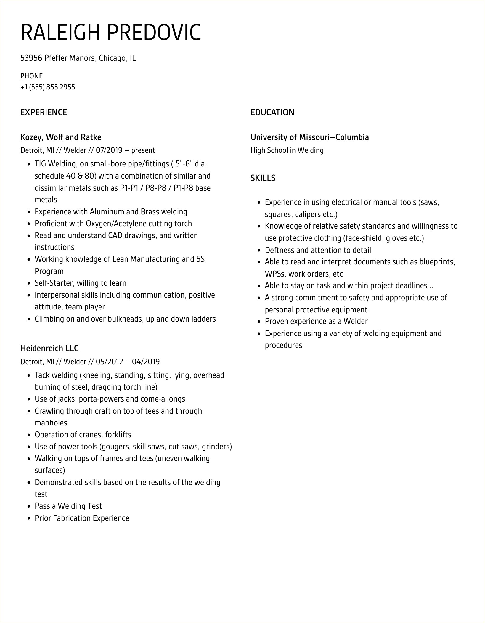 Spot Welder Job Description For Resume