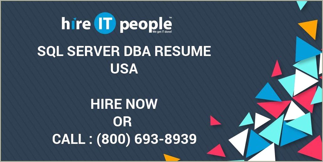 Sql Server Dba Resume 8 Years Experience