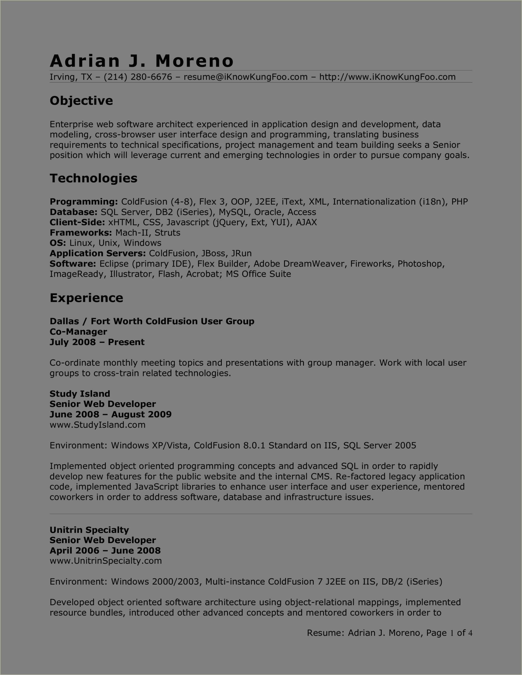 Sql Server Developer Resume 4 Years Experience