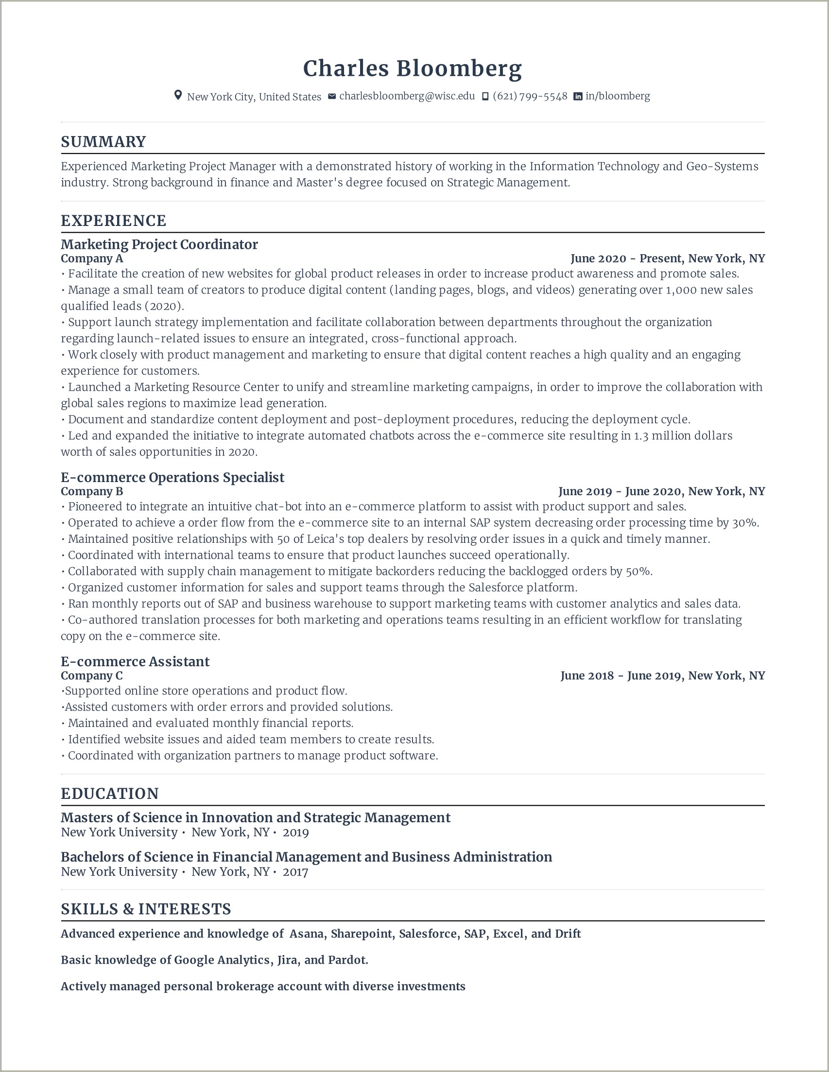 Sr Business Analyst Project Manager Resume